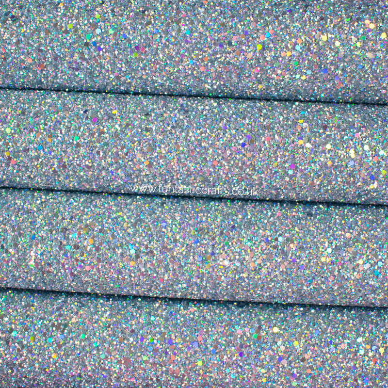 Holographic Silver Chunky Glitter Fabric