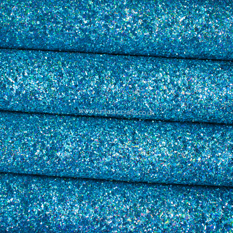 Holographic Turquoise Chunky Glitter Fabric