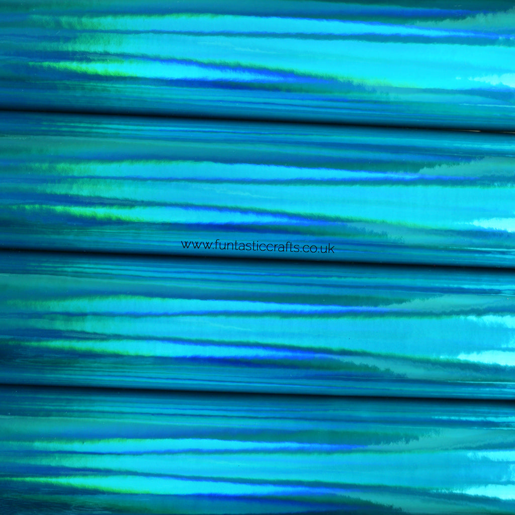 Holographic Mirrored Leatherette Fabric - Turquoise