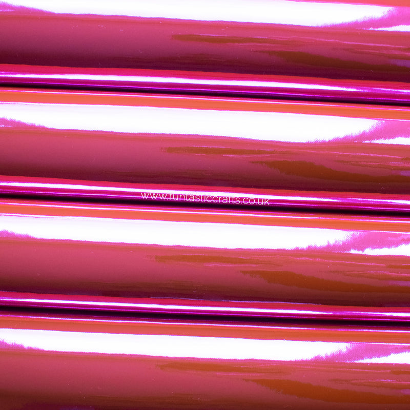 Hot Pink Mirrored Leatherette Fabric
