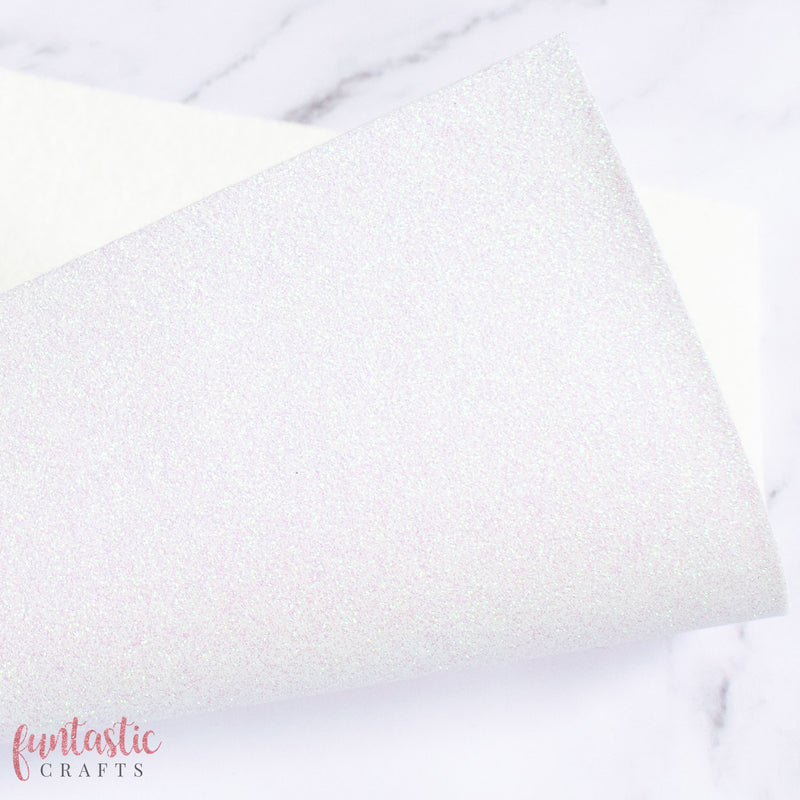 Iridescent White Glitter Felt Sheet