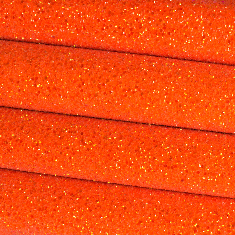 Neon Orange Iridescent Frosted Chunky Glitter Fabric