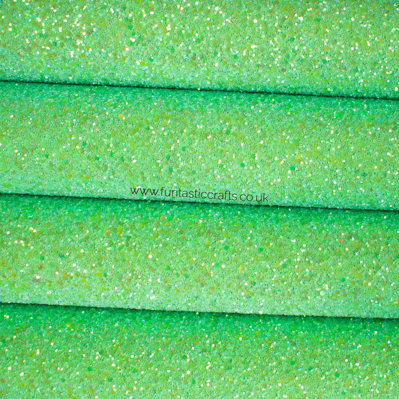 Iridescent Apple Green Chunky Glitter Fabric