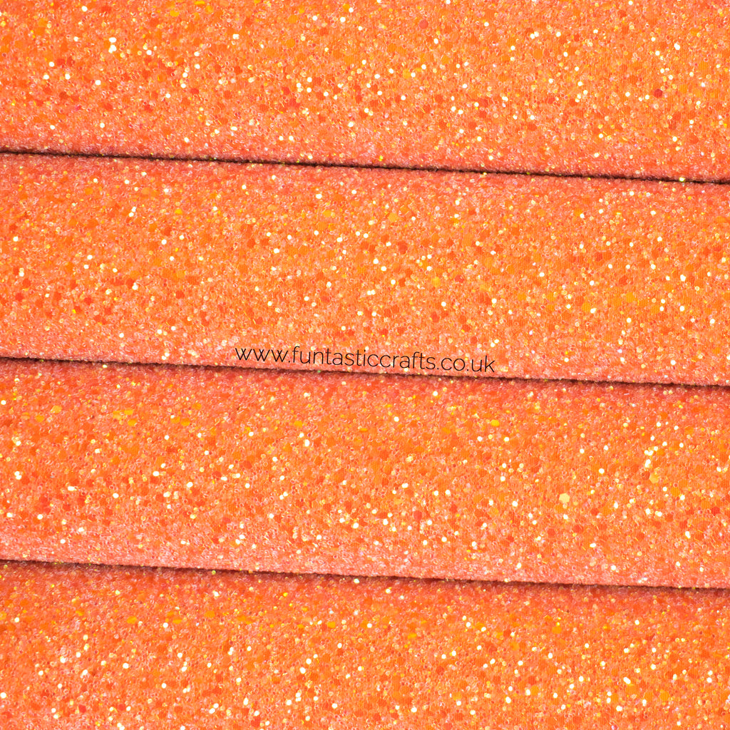 Iridescent Tangerine Orange Chunky Glitter Fabric