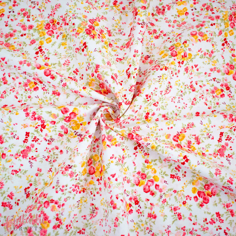Ivory Emily Floral - 100% Cotton Fabric by Rose and Hubble