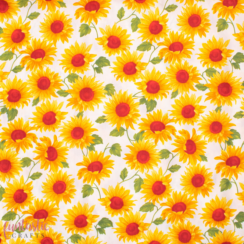 Sunflowers on Ivory - 100% Cotton Fabric by Rose and Hubble