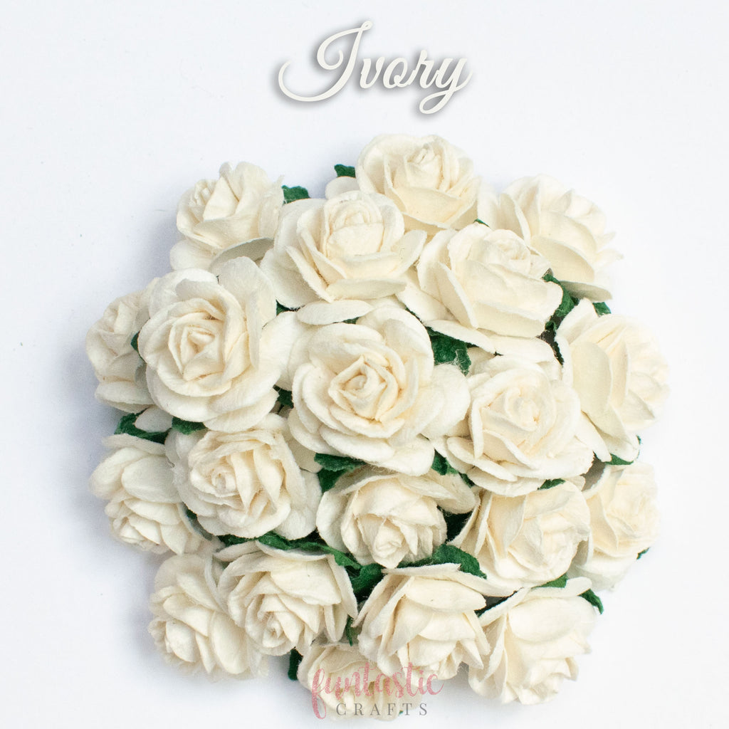 Ivory Mulberry Paper Flowers Open Roses