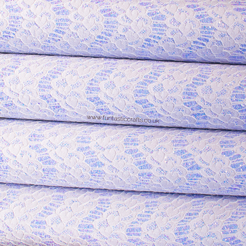 Iridescent Pastel Glitter Lace Fabric - Lavender