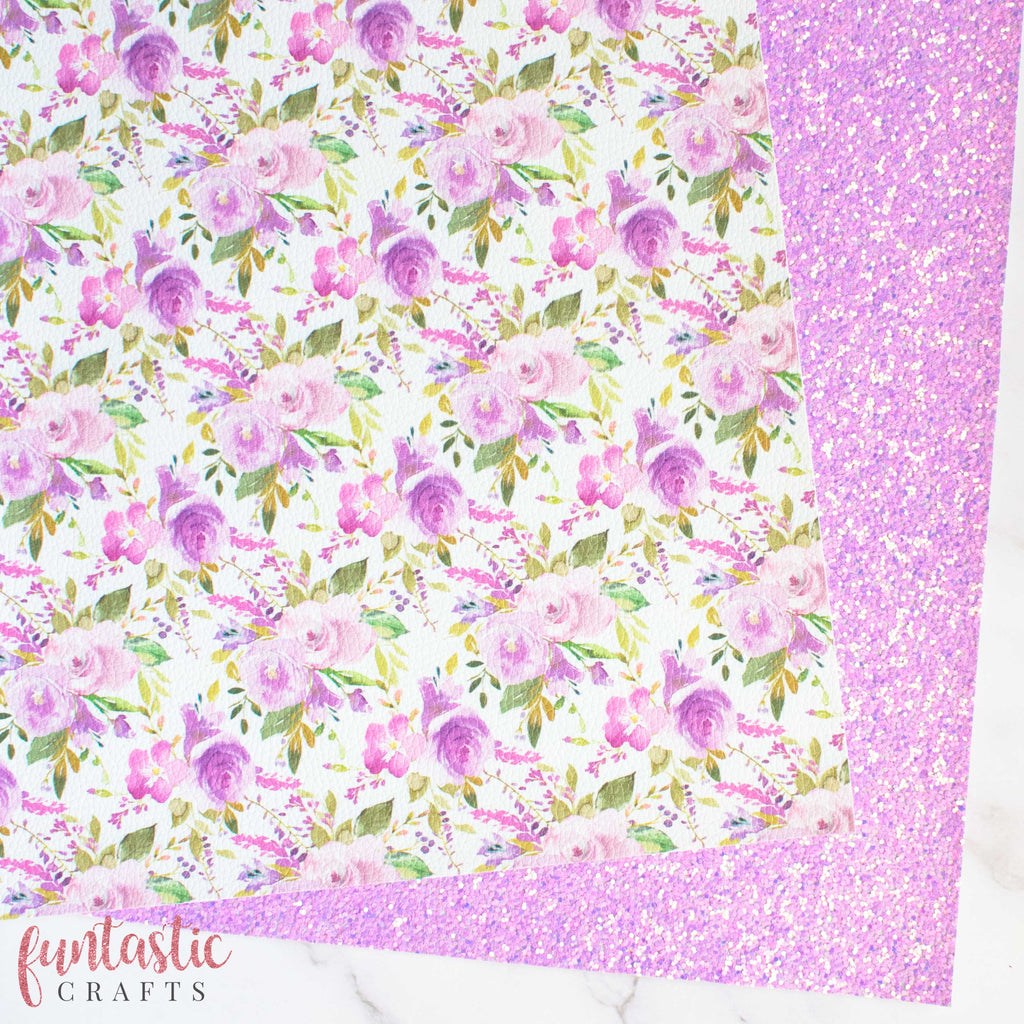 Lilac Floral Printed Leatherette