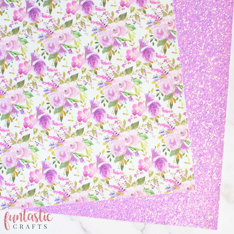 Lilac Floral Printed Leatherette