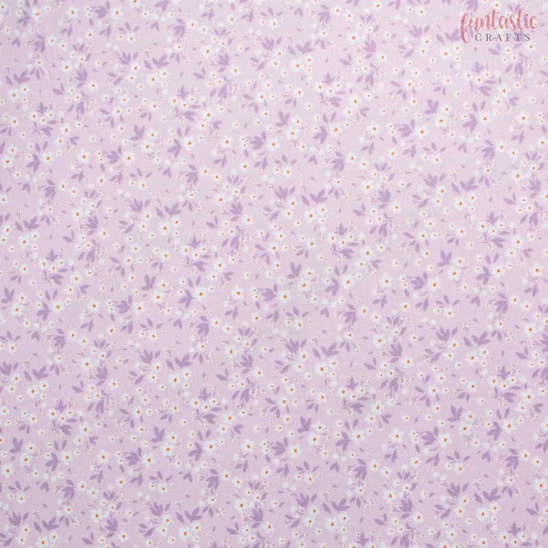 Lilac Mia Floral - 100% Cotton Fabric by Rose and Hubble