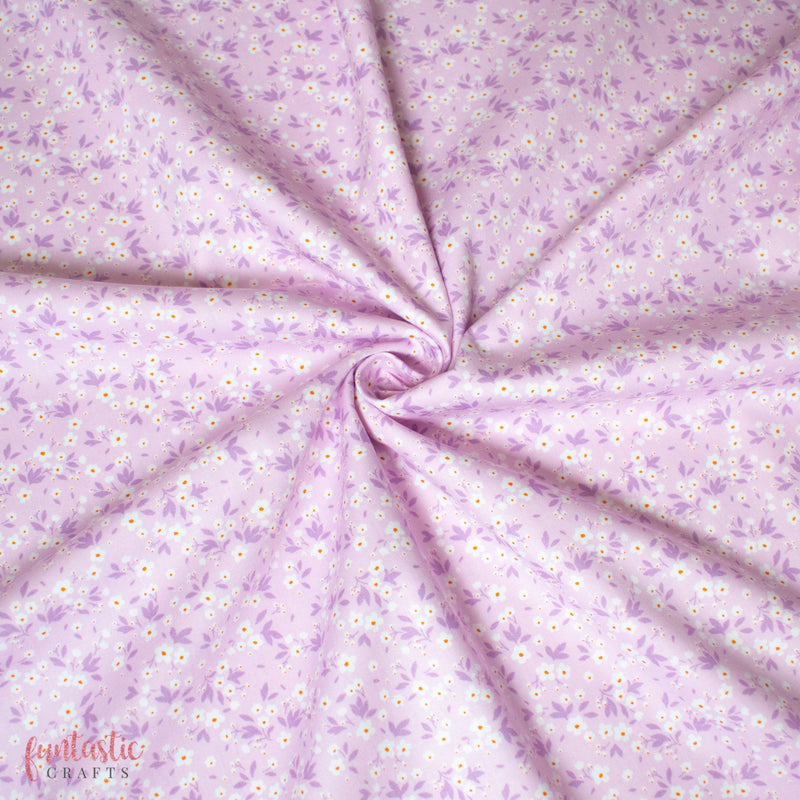 Lilac Mia Floral - 100% Cotton Fabric by Rose and Hubble