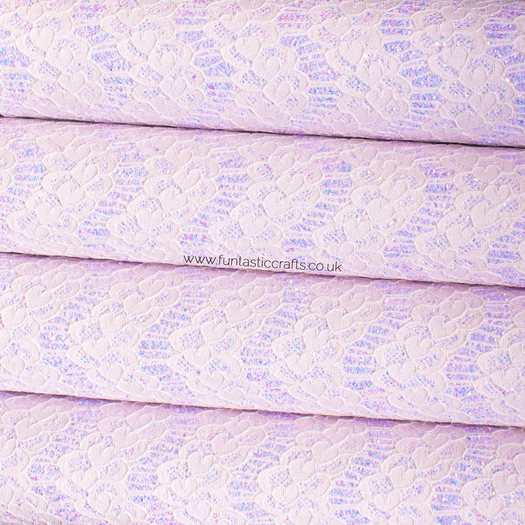 Iridescent Pastel Glitter Lace Fabric - Lilac