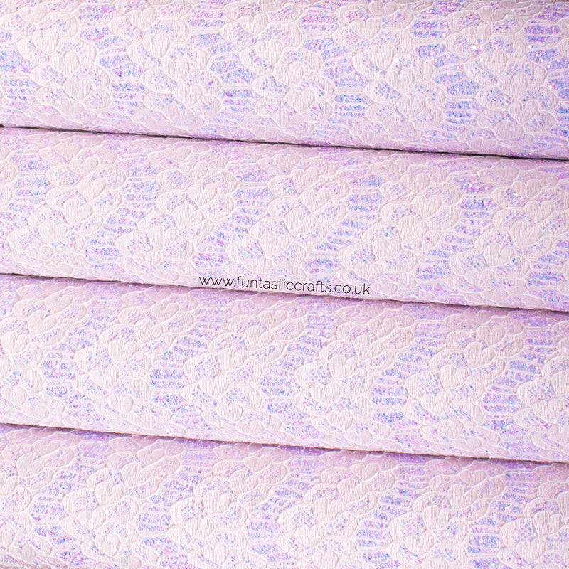 Iridescent Pastel Glitter Lace Fabric - Lilac