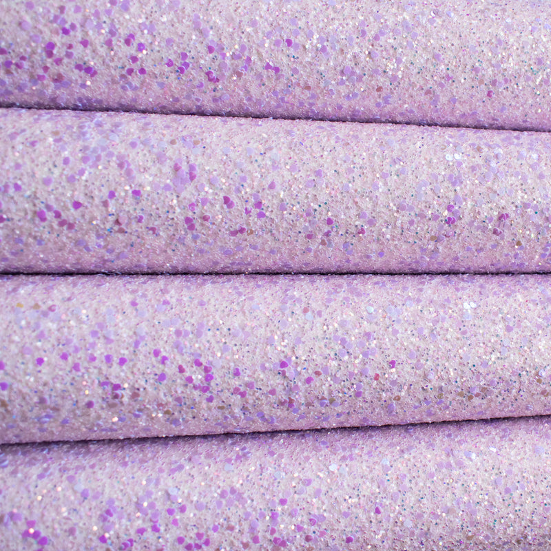 Lilac Sweetheart Chunky Glitter Fabric with Hearts