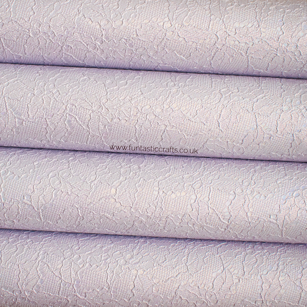 Lilac Pastel Holographic Lace Leatherette Fabric