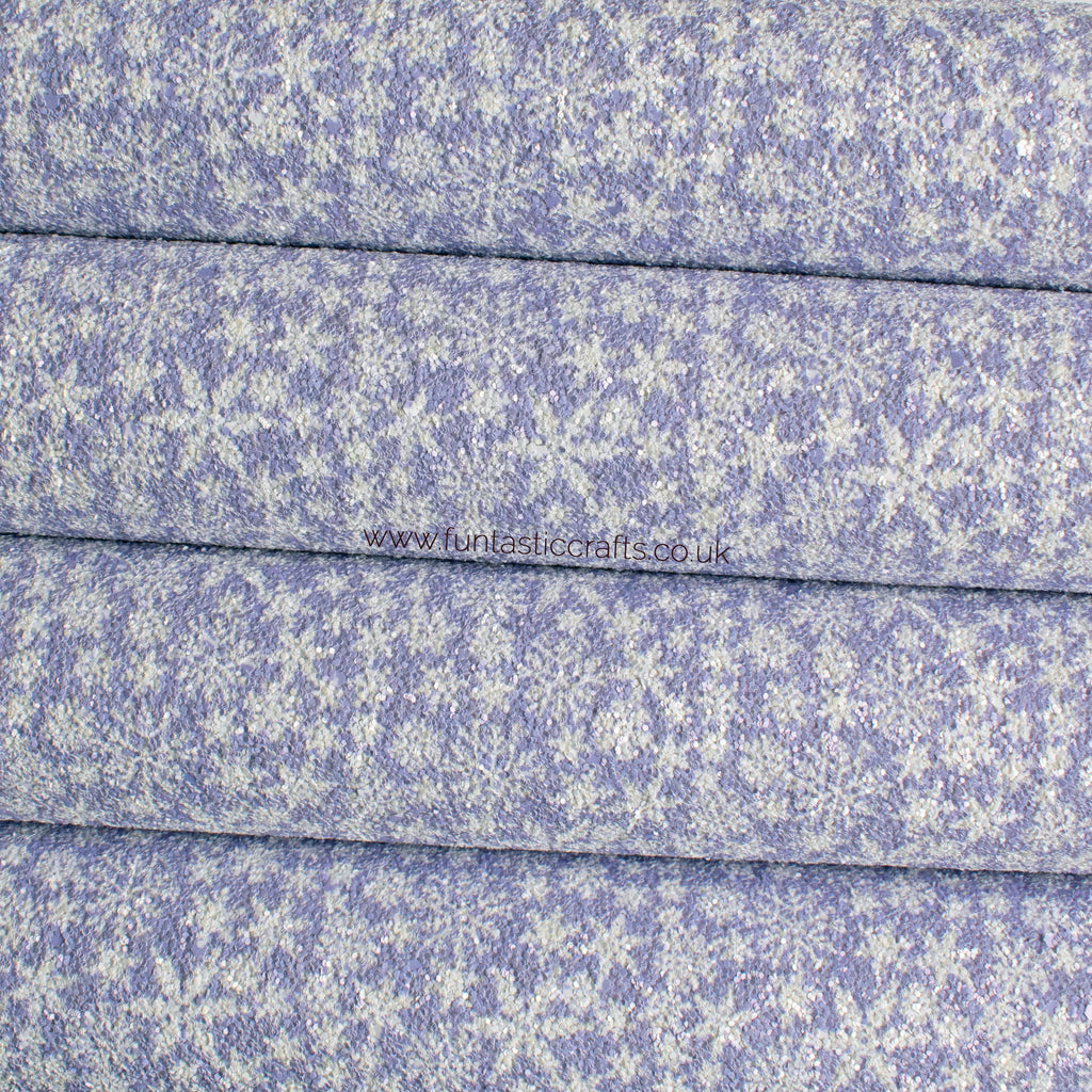 Lilac Snowflakes - Christmas Chunky Glitter Fabric