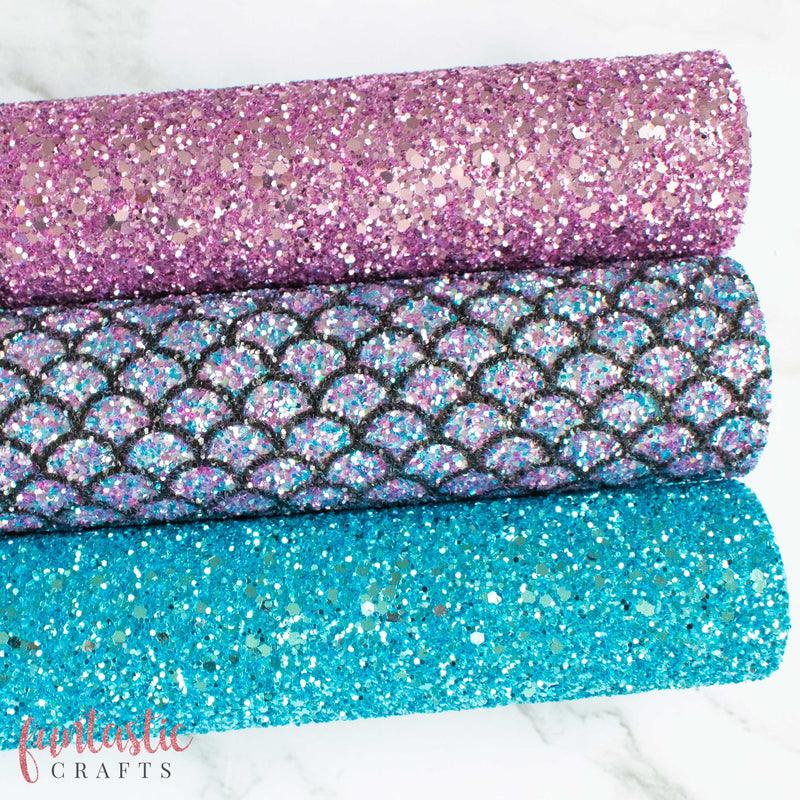 Mermaid Scales Printed Chunky Glitter Fabric