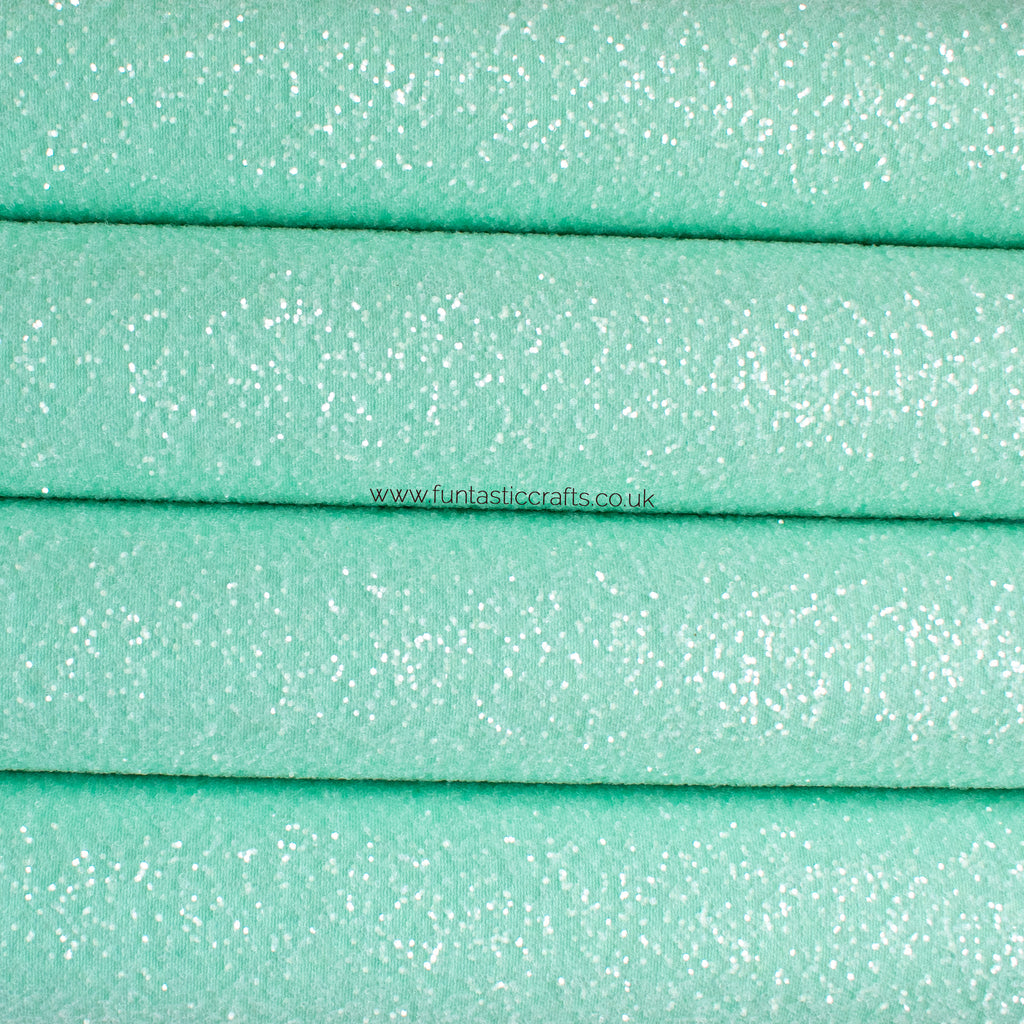 Mint to Be Frosted Chunky Glitter Fabric