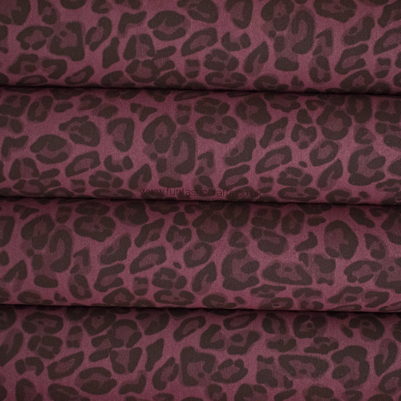 Mulberry Leopard Print Faux Suede Fabric