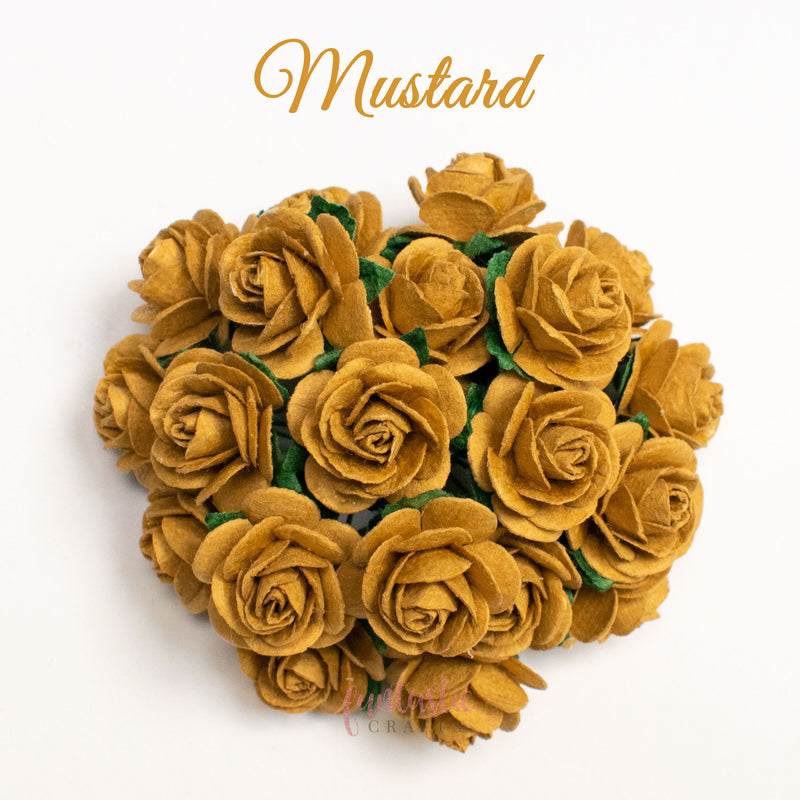 Mustard Mulberry Paper Flowers Open Roses