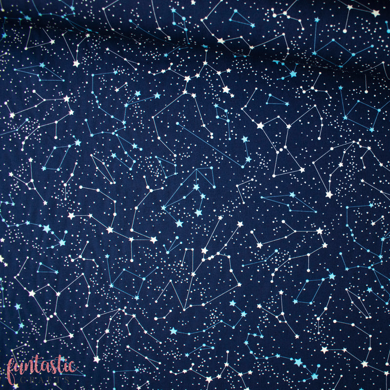Navy Constellation - 100% Cotton Fabric by Rose and Hubble