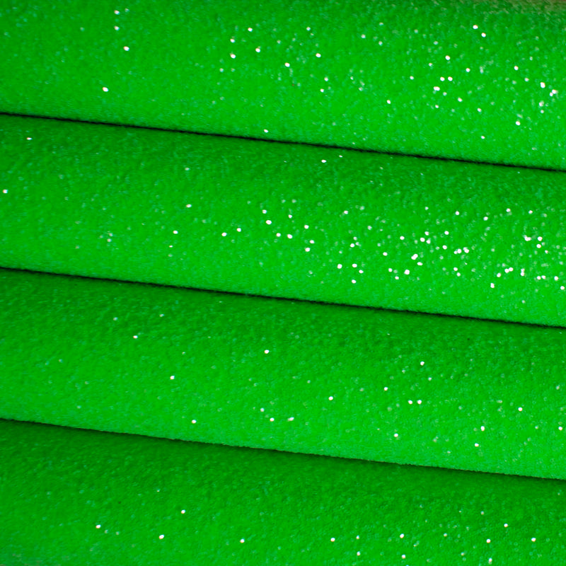 Neon Green Sugar Frosted Chunky Glitter Fabric