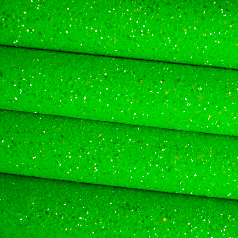 Neon Green Iridescent Frosted Chunky Glitter Fabric