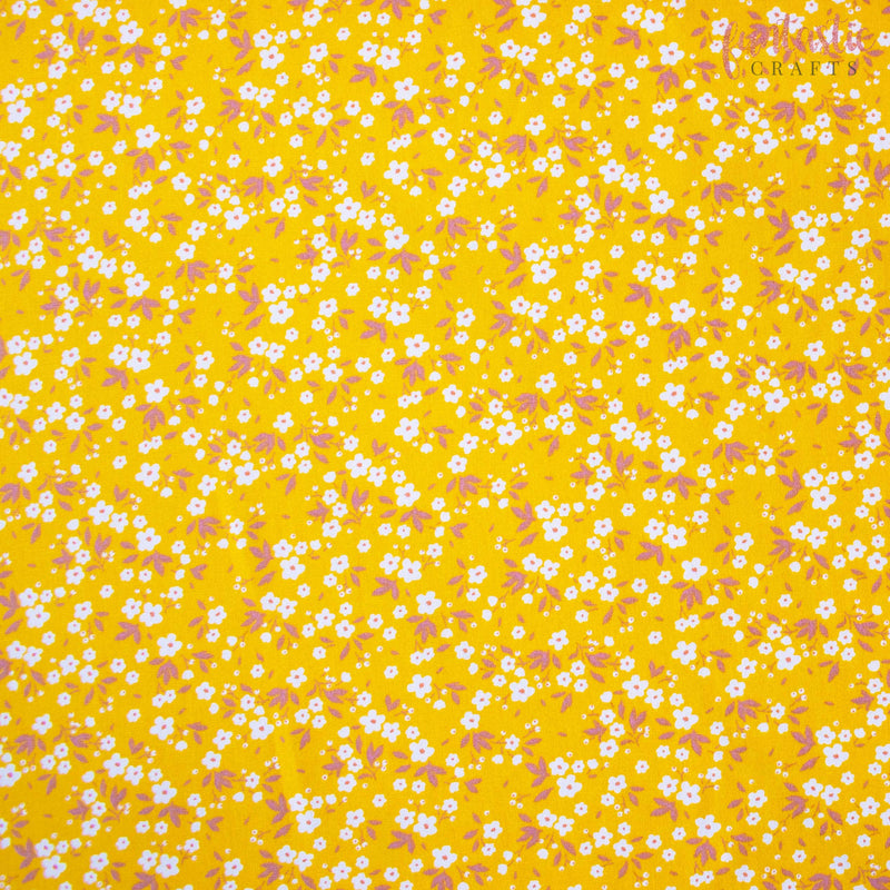 Mustard Mia Floral - 100% Cotton Fabric by Rose and Hubble