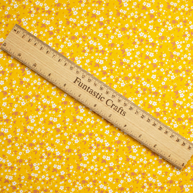 Mustard Mia Floral - 100% Cotton Fabric by Rose and Hubble