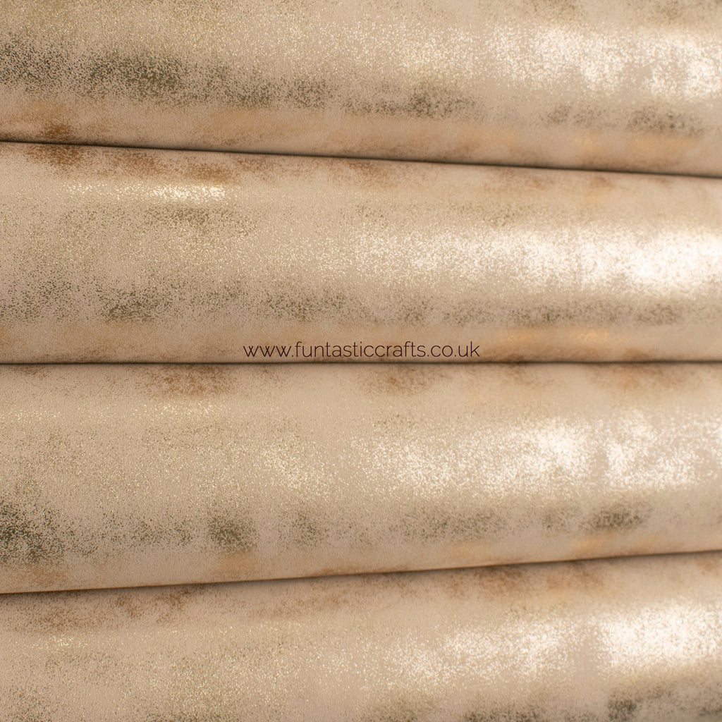 Pale Gold Distressed Metallic Smooth Leatherette