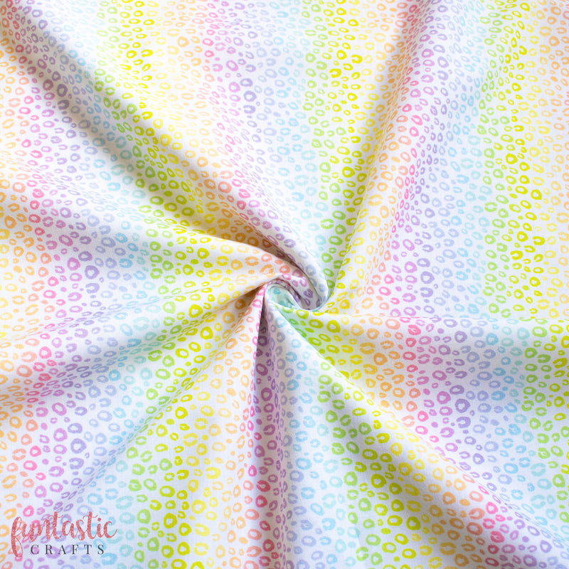 Pastel Rainbow Leopard Print 100% Cotton Fabric