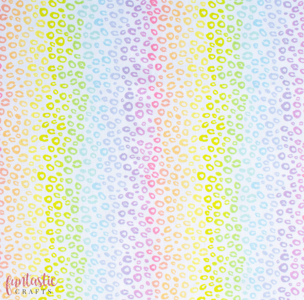 Pastel Rainbow Leopard Print 100% Cotton Fabric