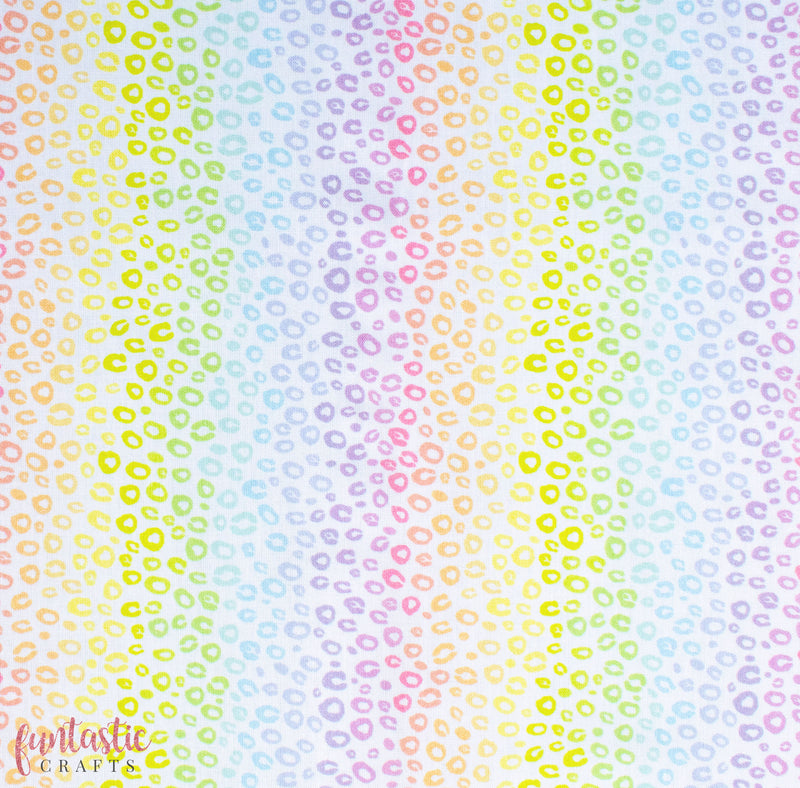 Pastel Rainbow Leopard Print 100% Cotton Fabric