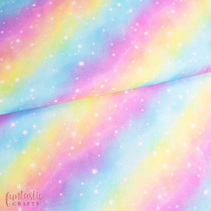 Pastel Rainbow Speckled Galaxy 100% Cotton Fabric