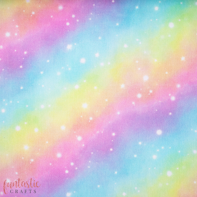 Pastel Rainbow Speckled Galaxy 100% Cotton Fabric