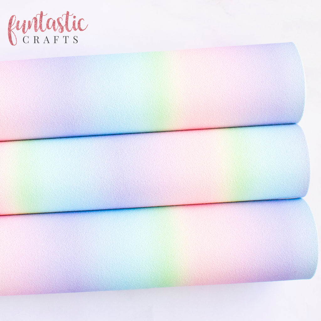 Pastel Rainbow Faux Suede Fabric