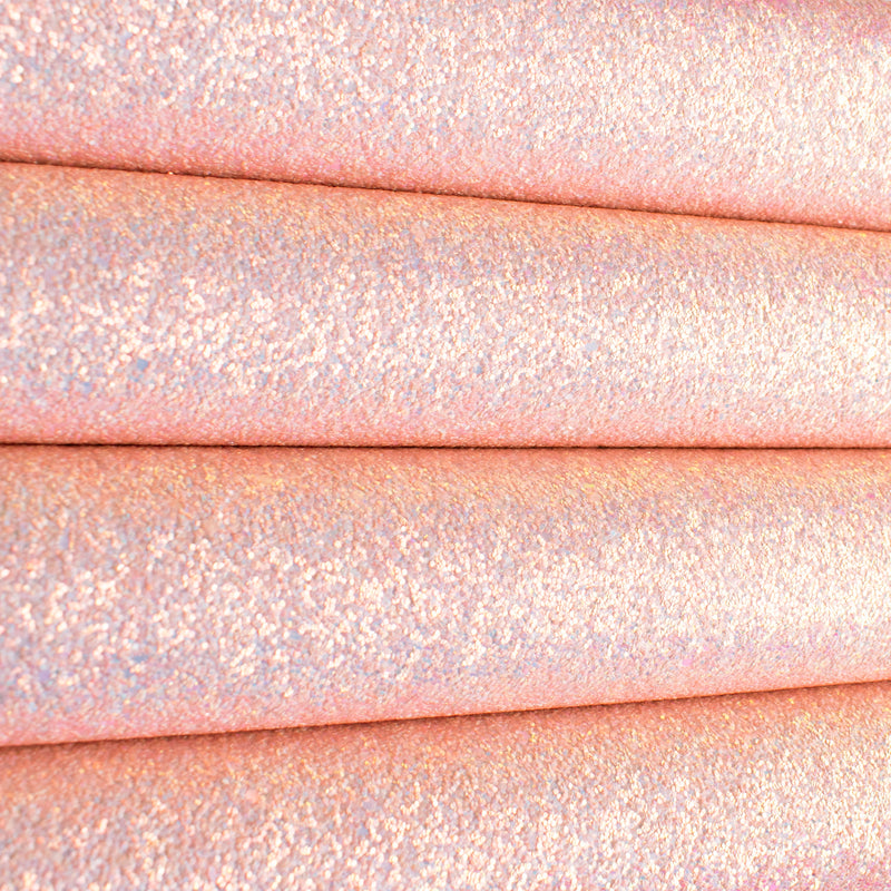 Peach Iridescent Pastel Chunky Glitter Fabric