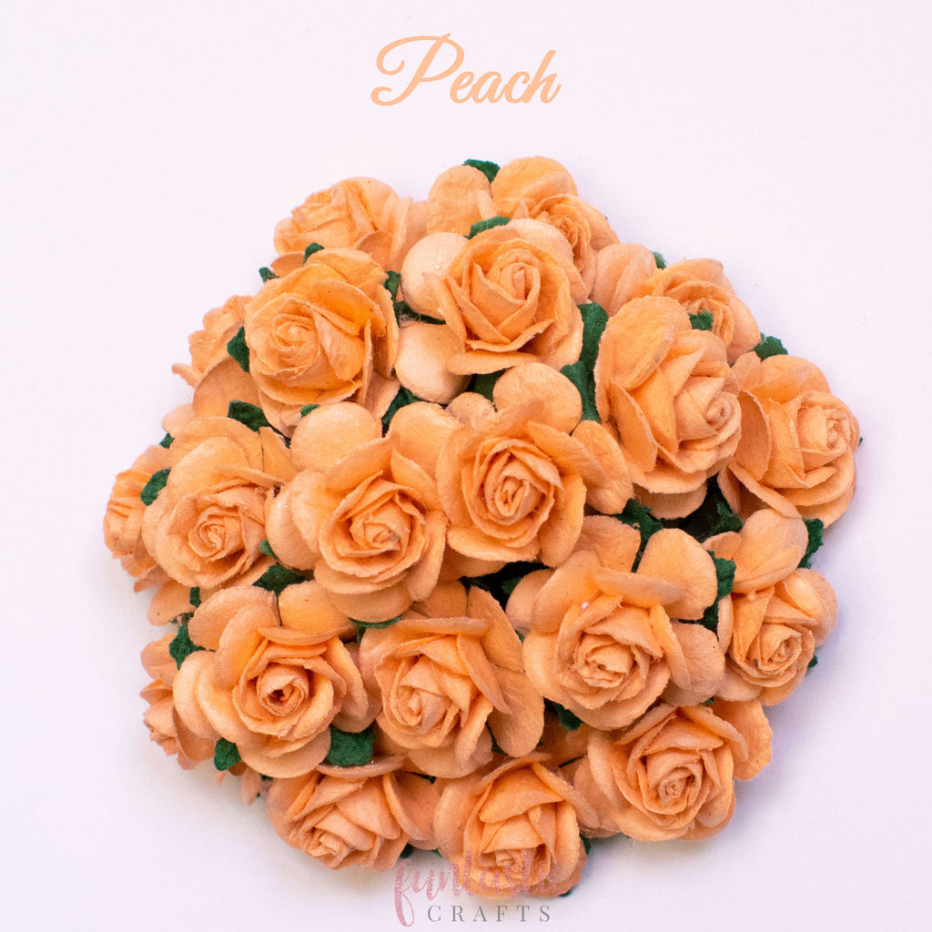 Peach Mulberry Paper Flowers Open Roses