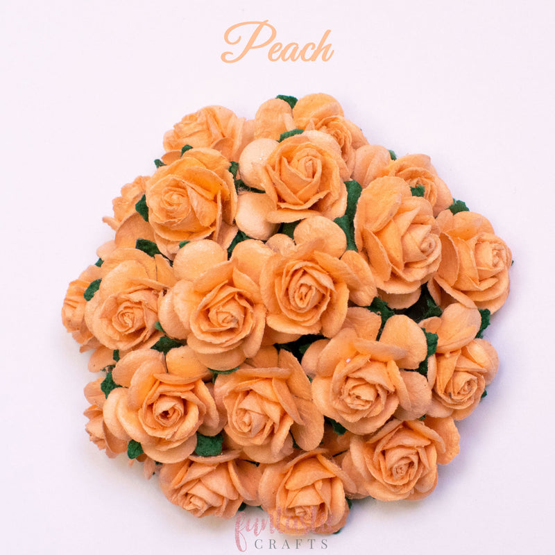 Peach Mulberry Paper Flowers Open Roses