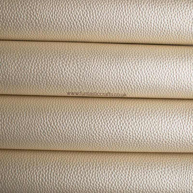 Pearl Champagne Gold Metallic Textured Leatherette