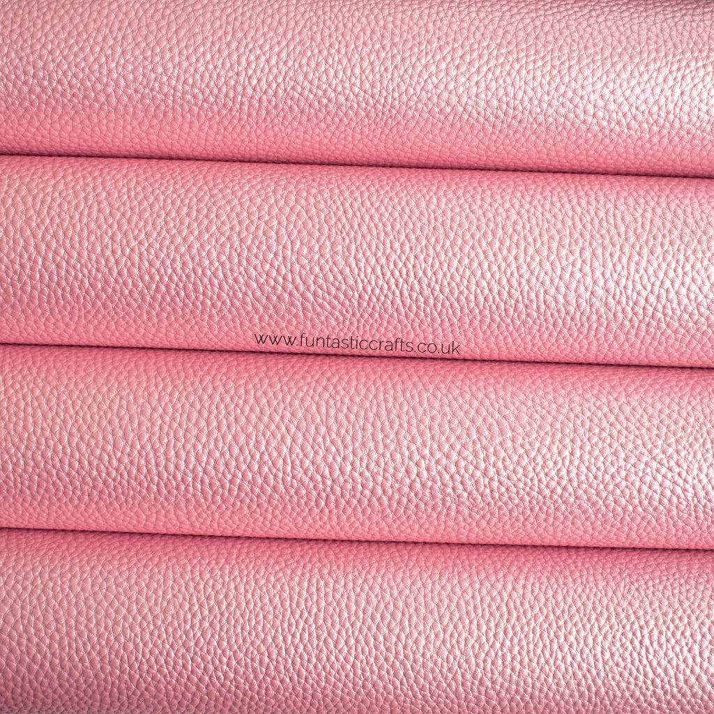 Pearl Pink Metallic Textured Leatherette