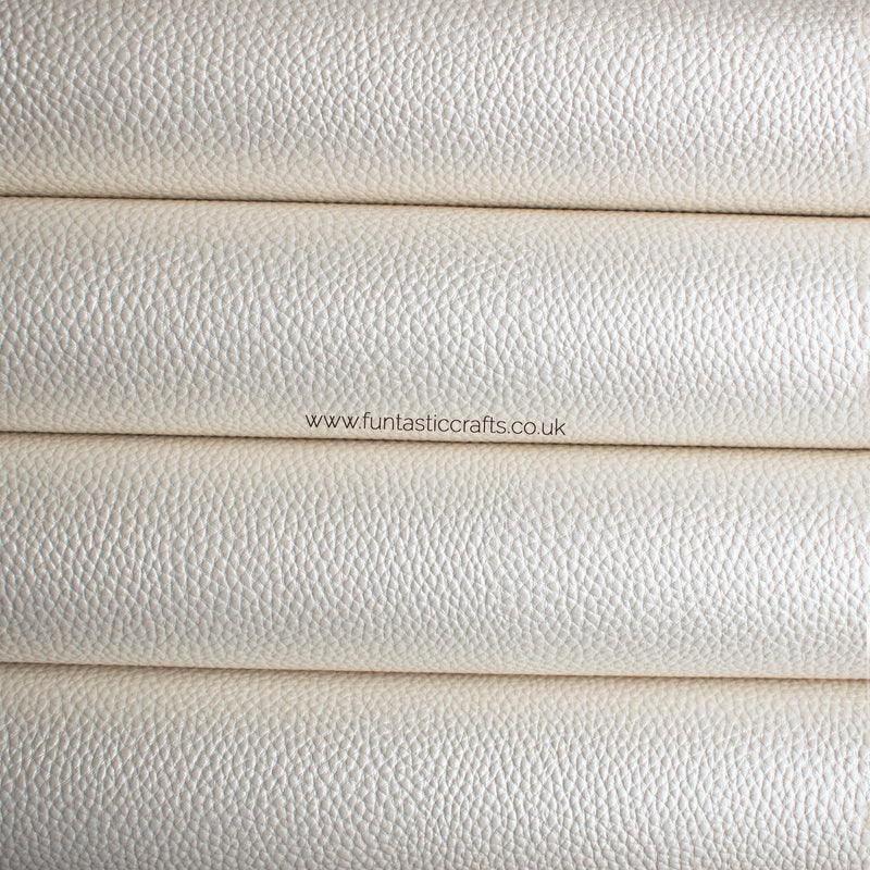 Pearl White Metallic Textured Leatherette