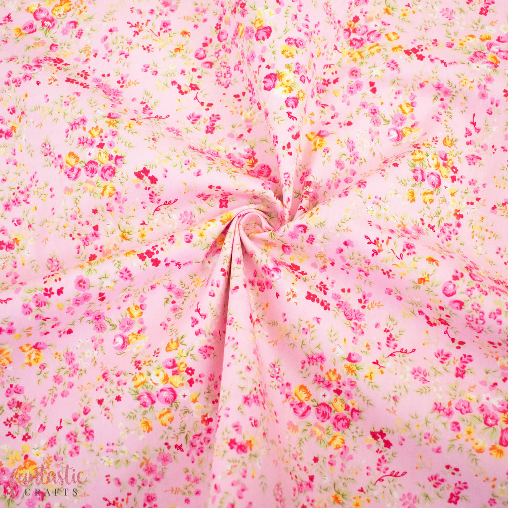 Pink Emily Floral - 100% Cotton Fabric by Rose and Hubble