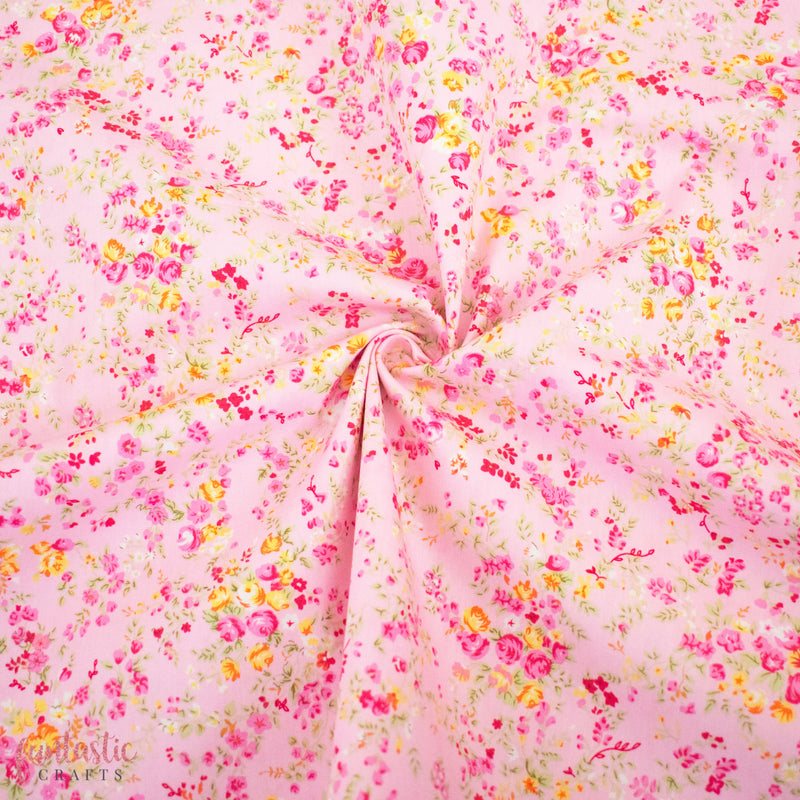 Pink Emily Floral - 100% Cotton Fabric by Rose and Hubble