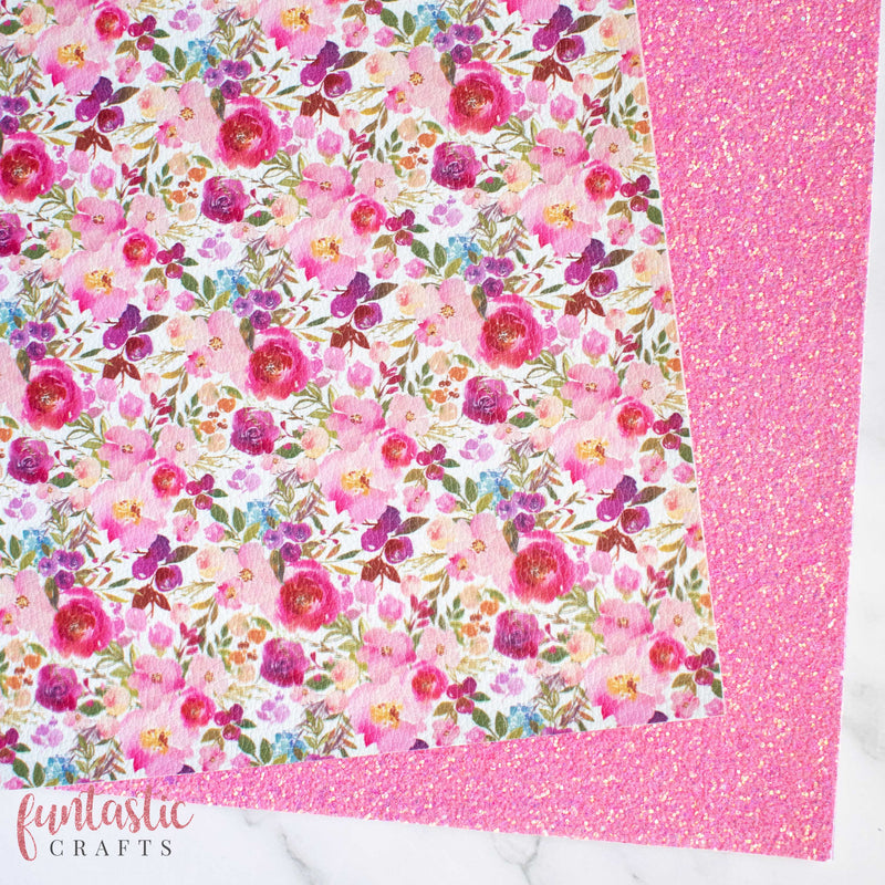 Pink Floral Printed Leatherette