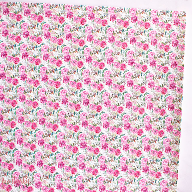 Tiny Pink Floral Printed Leatherette