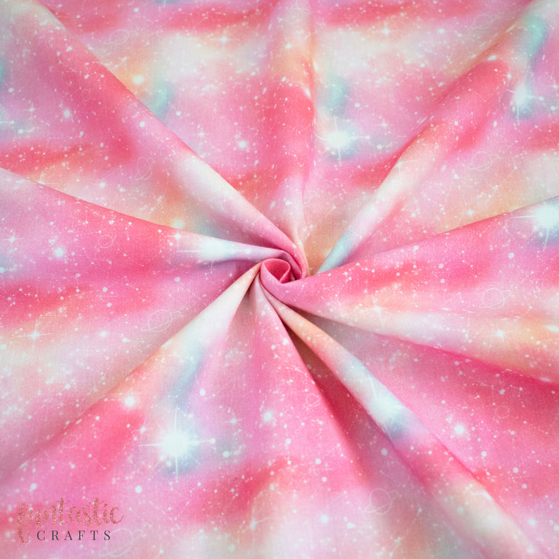 Pink Galaxy Constellations 100% Cotton Fabric