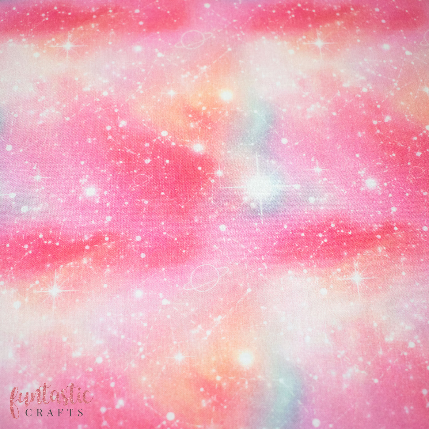 Pink Galaxy Constellation Cotton Fabric
