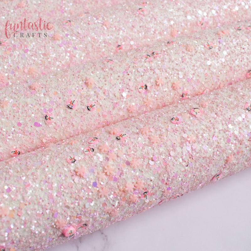 Pink Frost Chunky Glitter Fabric